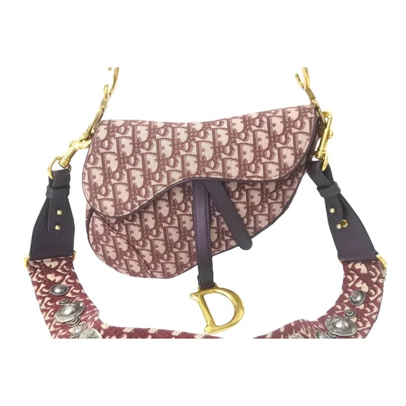 Dior Christian Trotter Red Pattern  Handbag Saddle - Picture 1 of 8